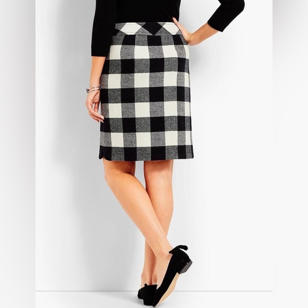 Talbots Black & White Buffalo Plaid NWT Size 14 Wool Blend